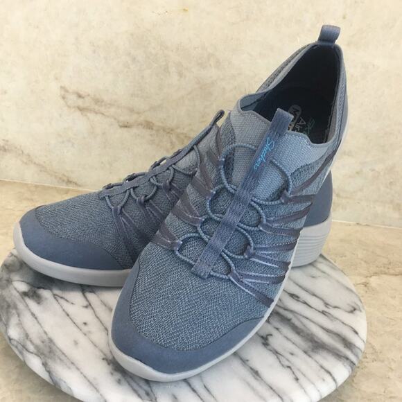 Skechers Womens Arya Blue Slip-on Sneaker Size 9 - Picture 4 of 16